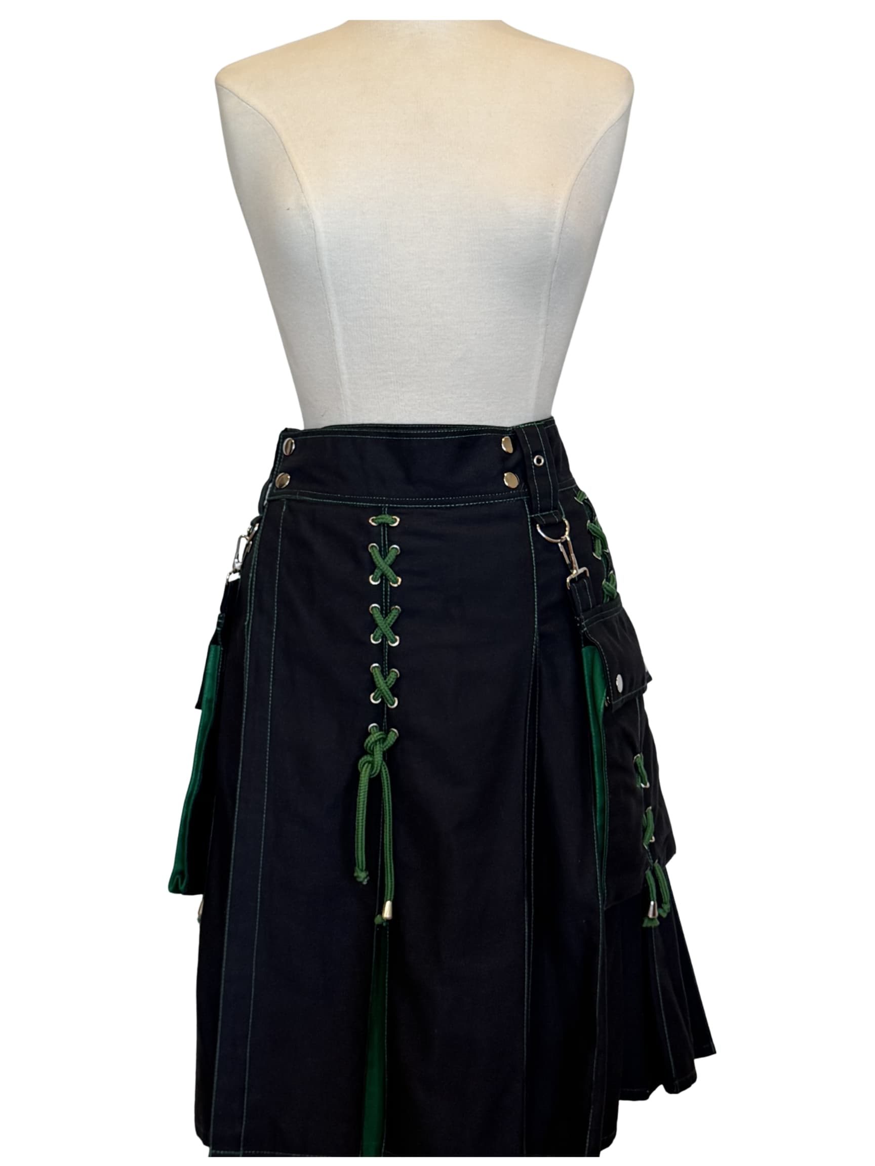 Black Lace-Up Utility Skirt