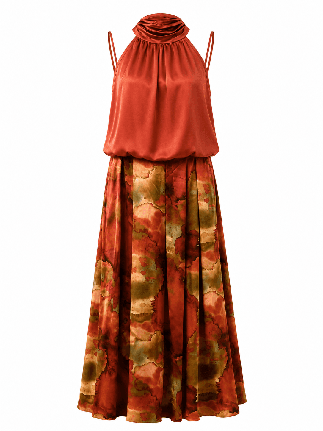 Orange Silk Two-Piece Set