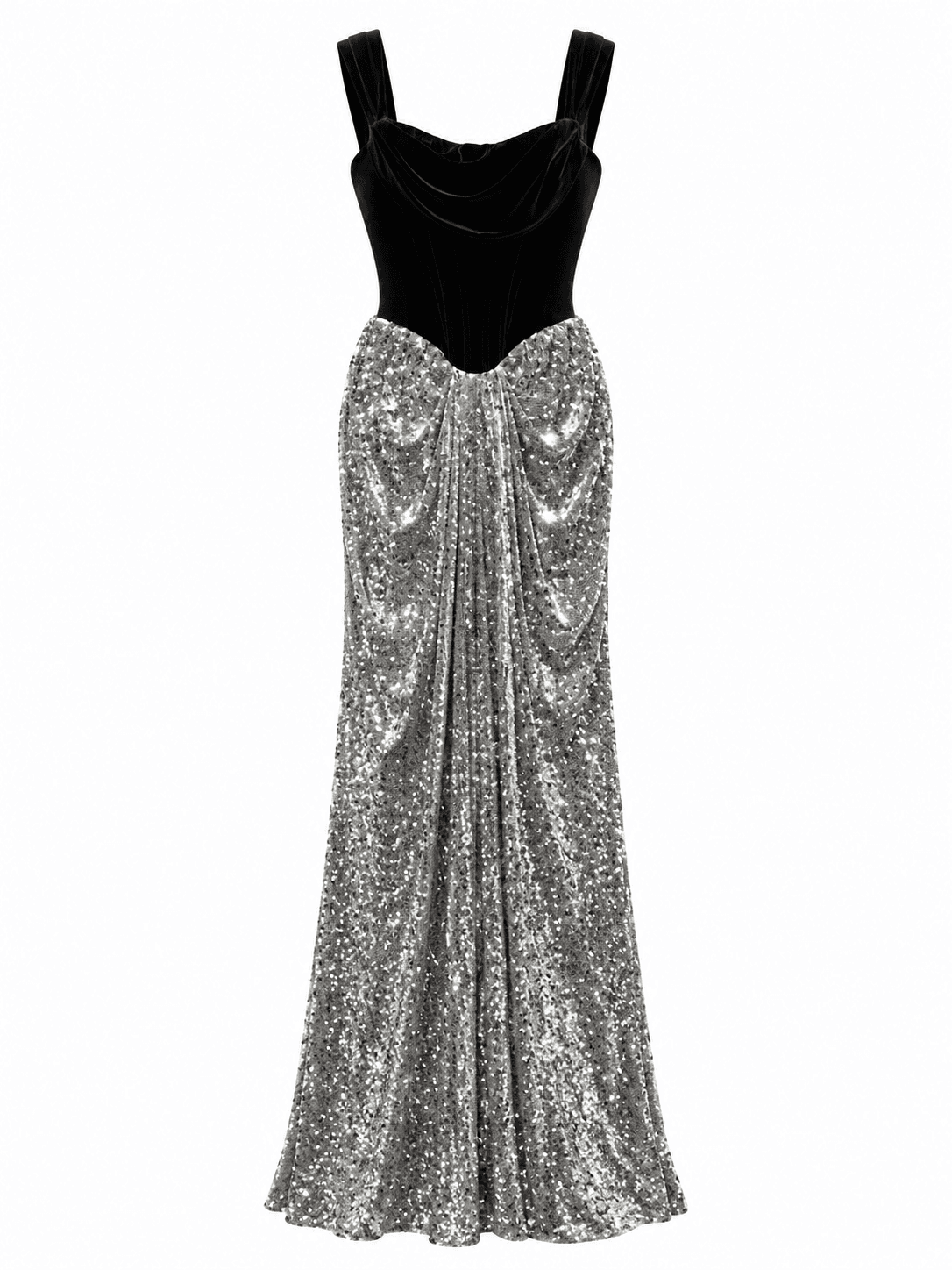 Black Suede and Silver Sequence Gown 