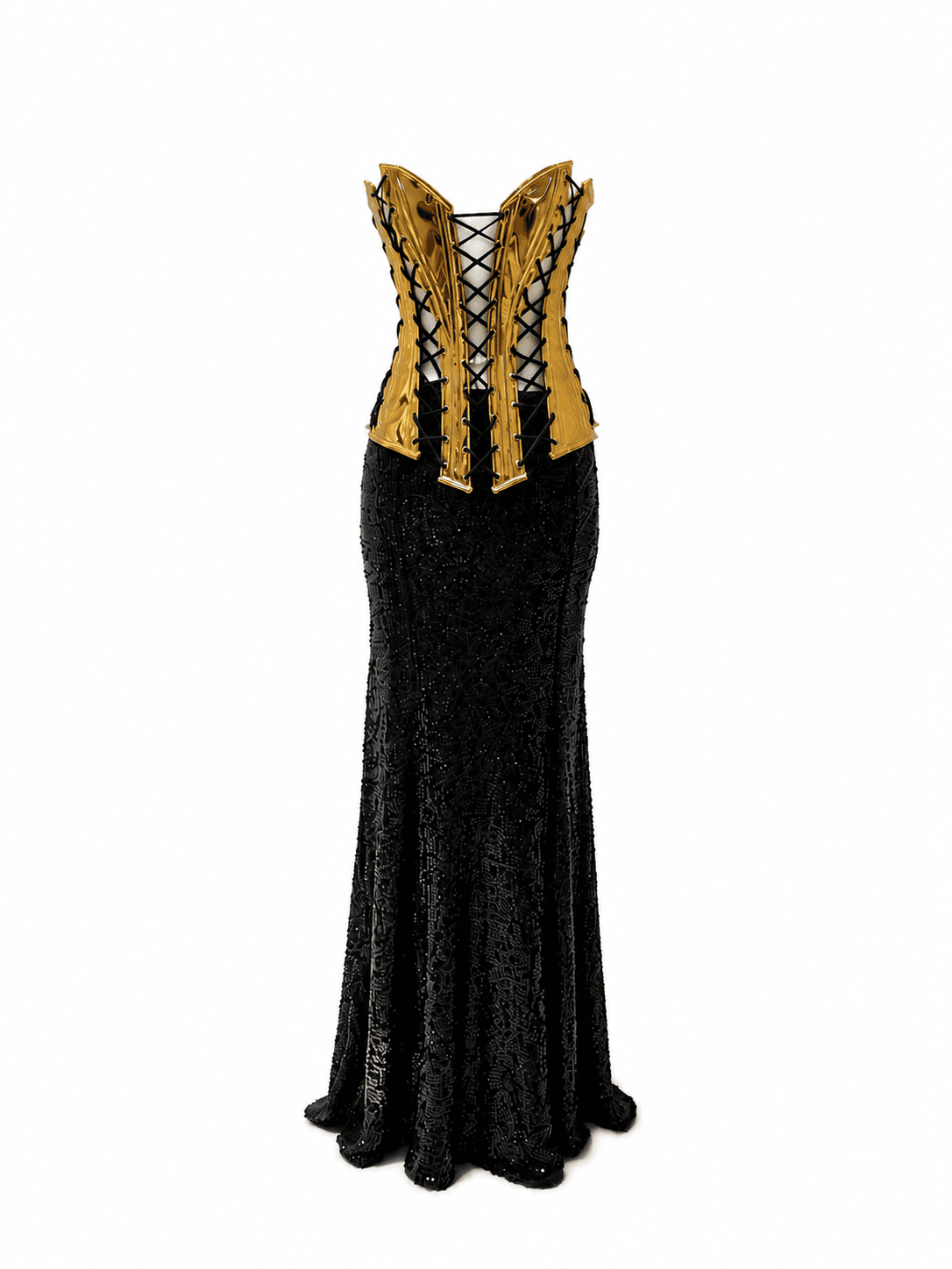 Gold Corset Sequin Gown