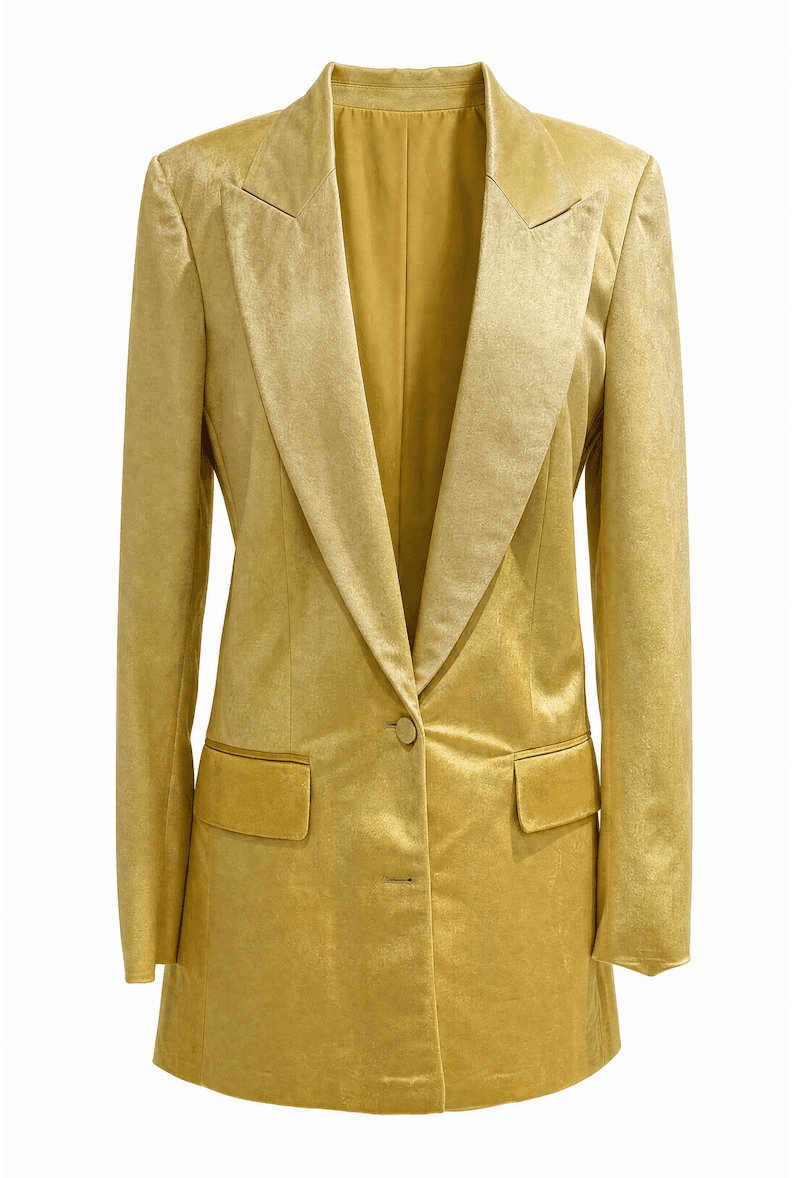 Gold Long Suede Blazer 