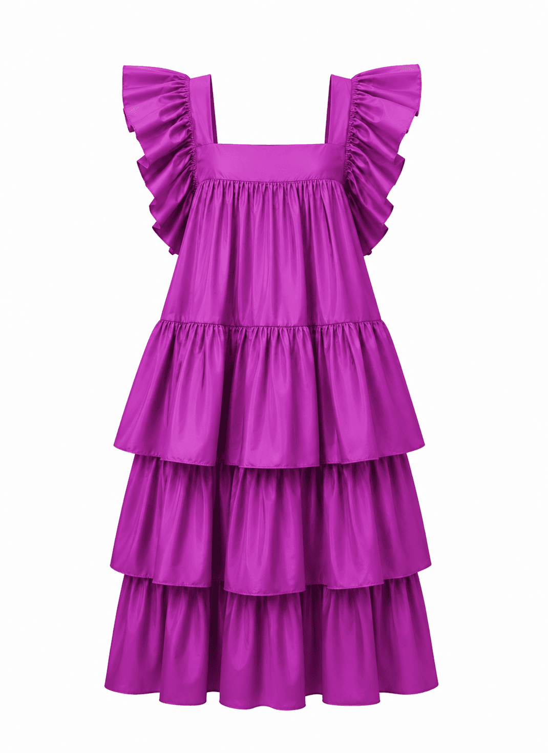 Fuchsia Ruffle Tiered Dress 