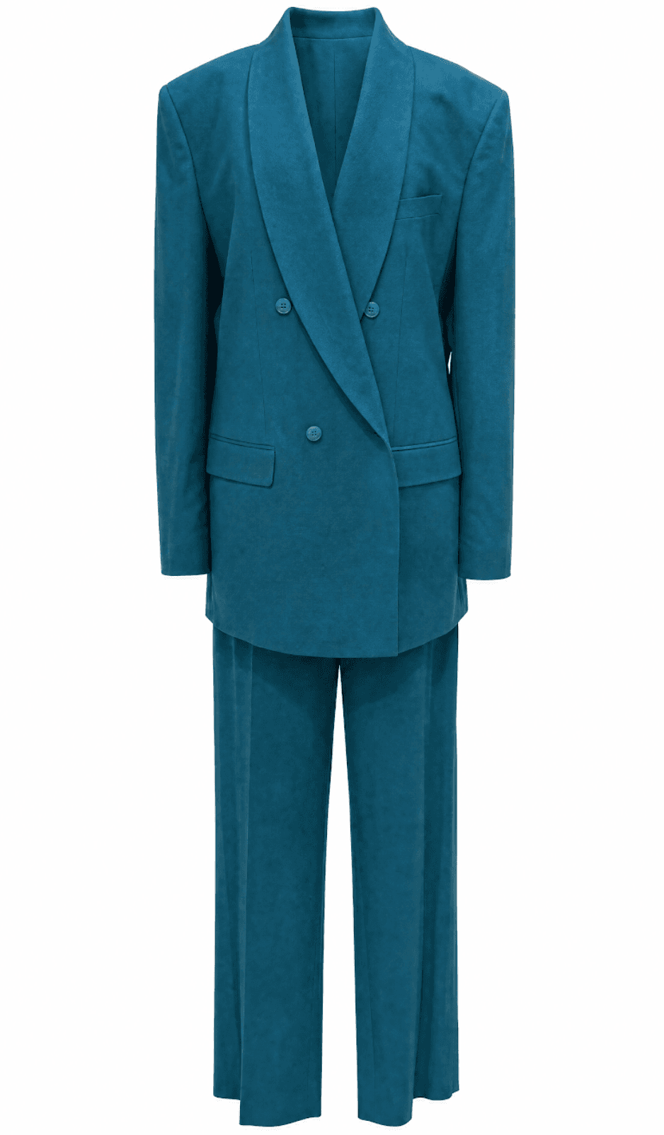 Teal double-breasted suit set 