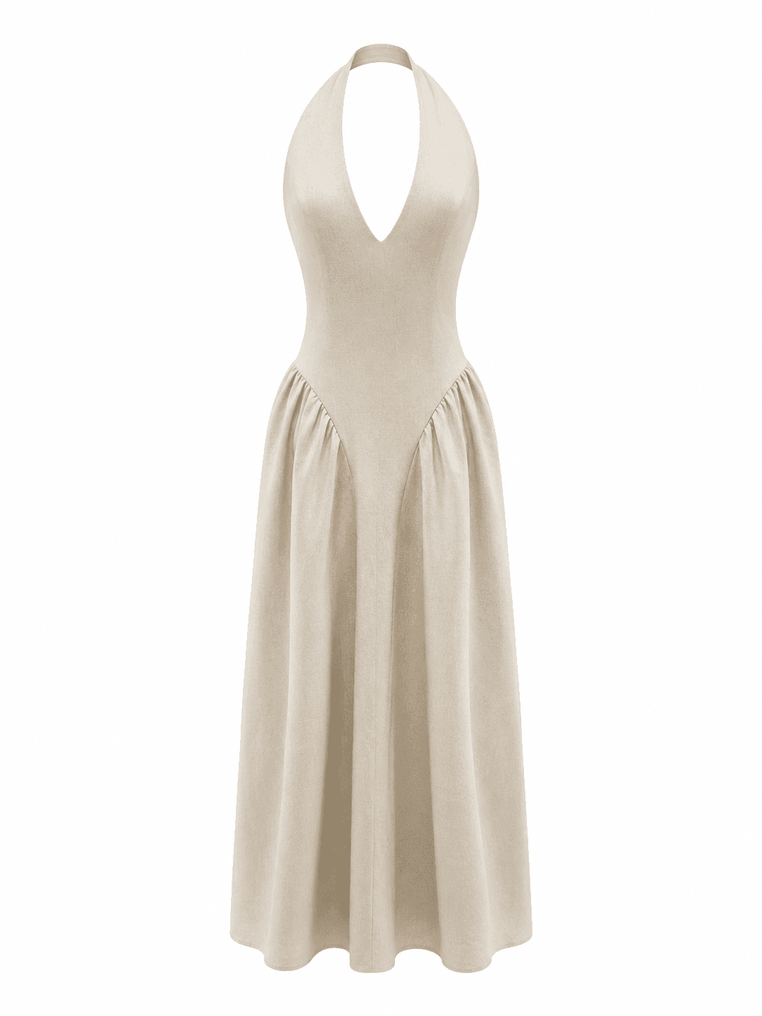 Cream Halter long dress 