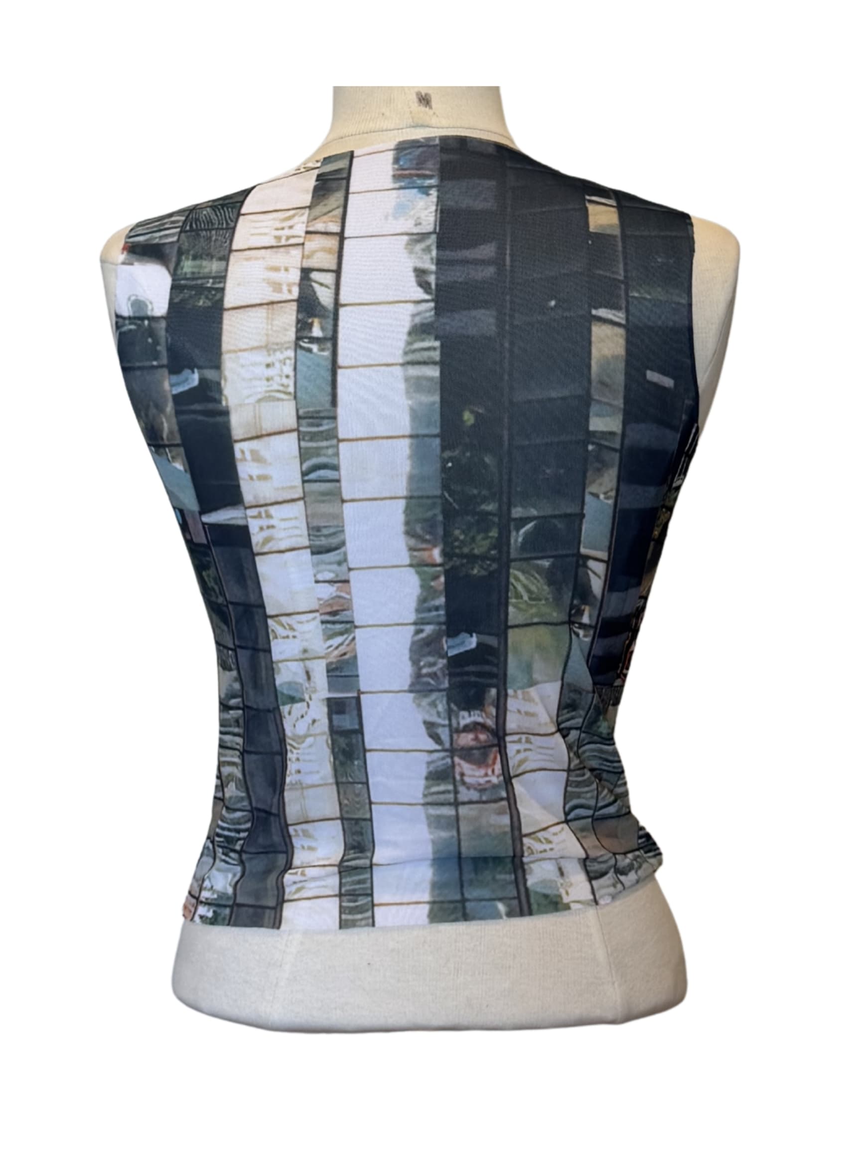 Caracas Building printed mesh sleeveless top 