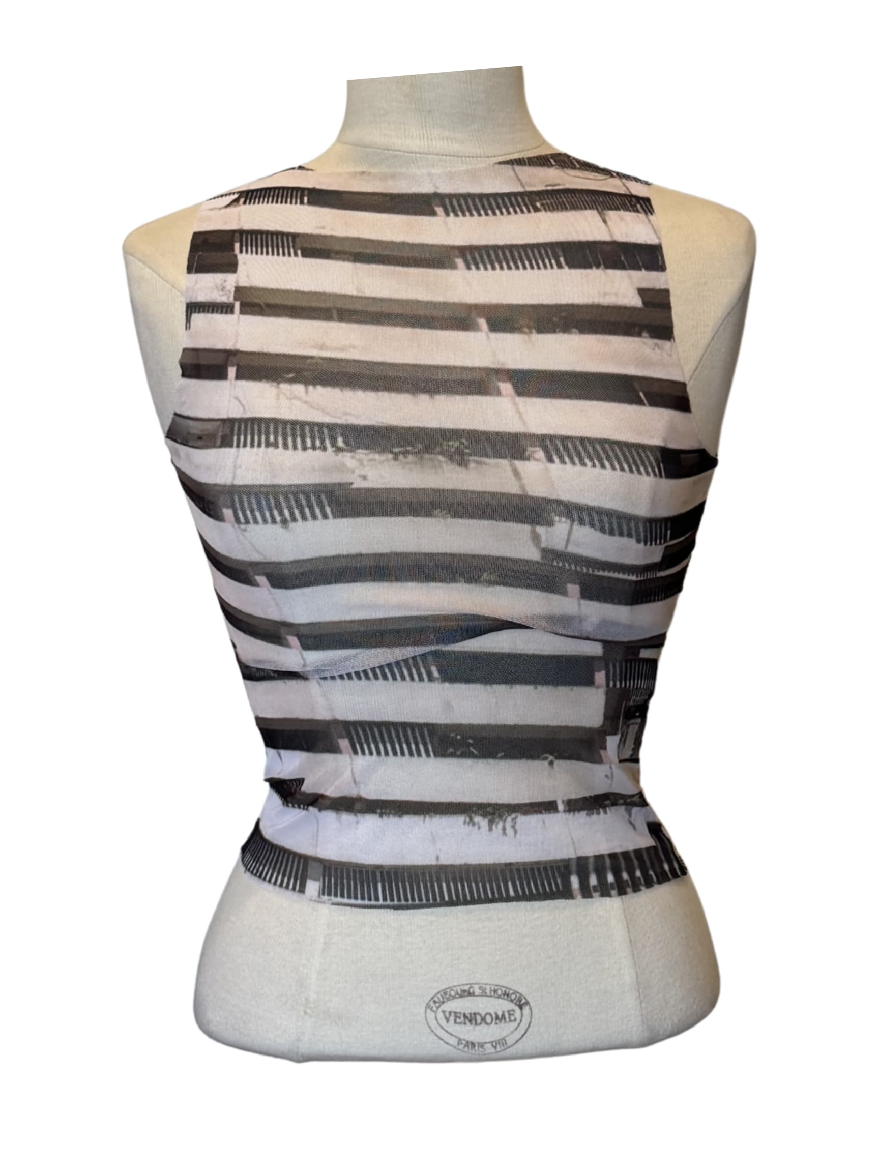 Caracas Building printed mesh sleeveless top