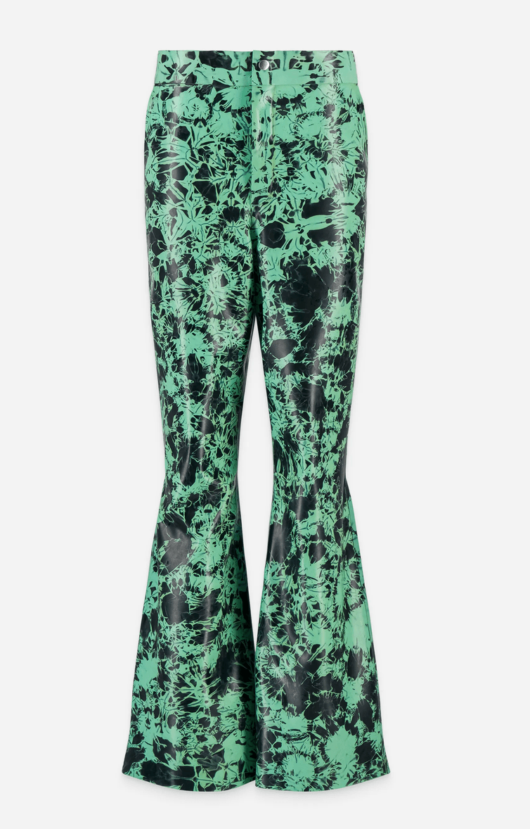 Black and Green Latex Bootcut Pants