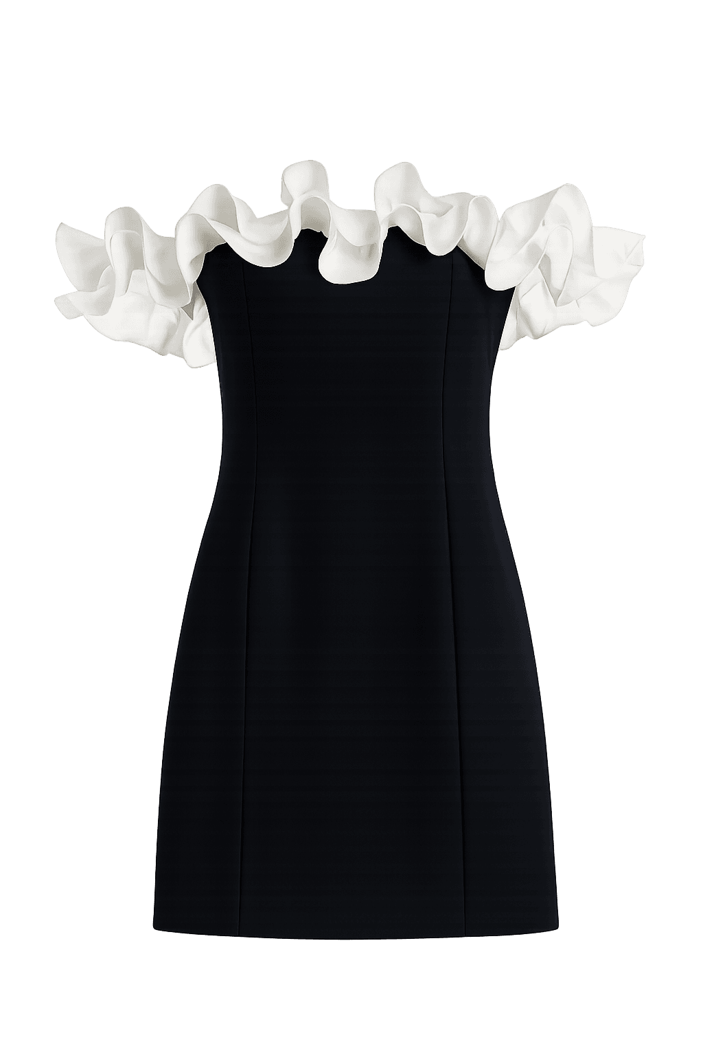 Ruffle-Trimmed Crepe Mini Dress