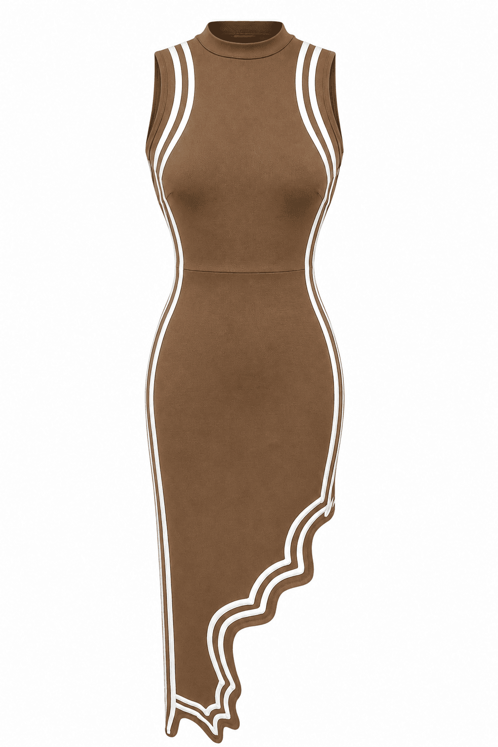 Abstract cut brown/white dress 