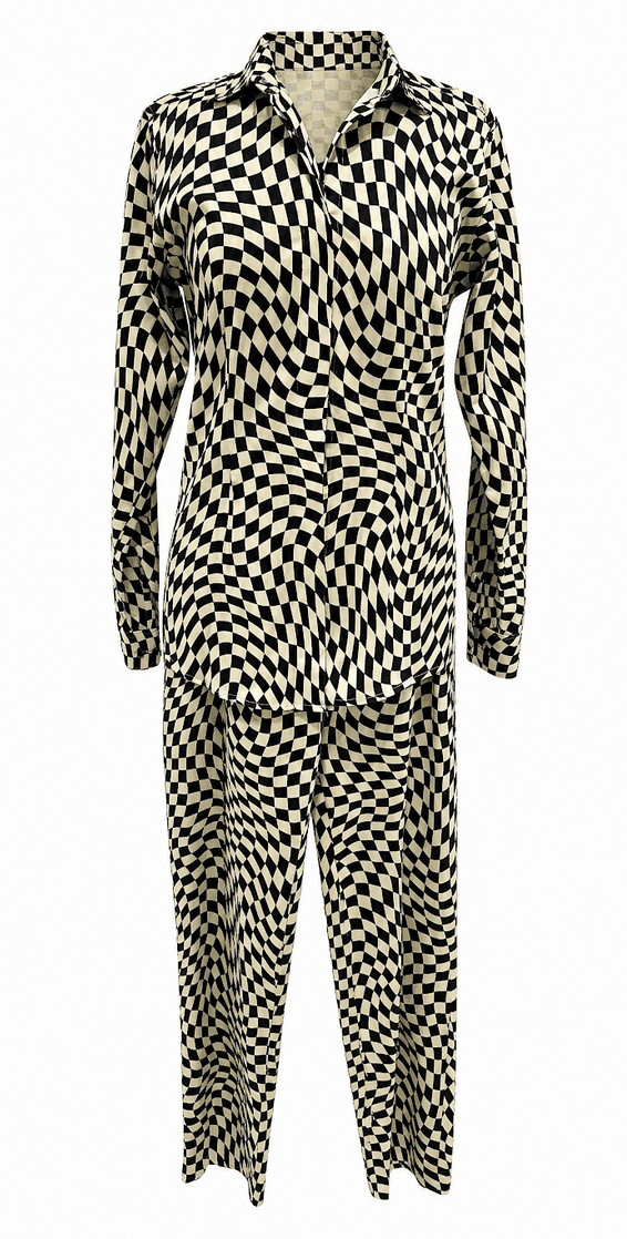 Checkered shirt and pants set 