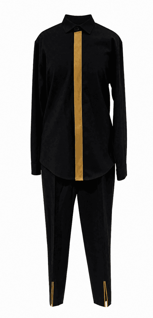 Black Dress Shirt With Gold Accent 