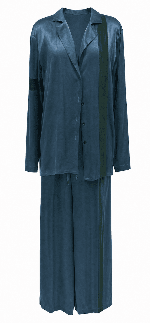 Teal Silk Set with Accent Green 