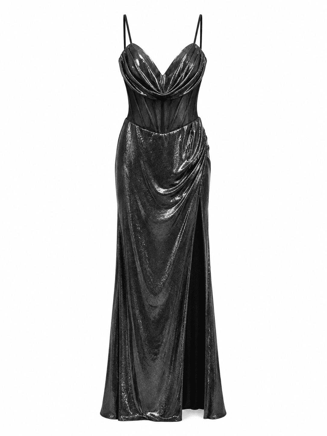 Metallic Gunmetal Gray Gown 