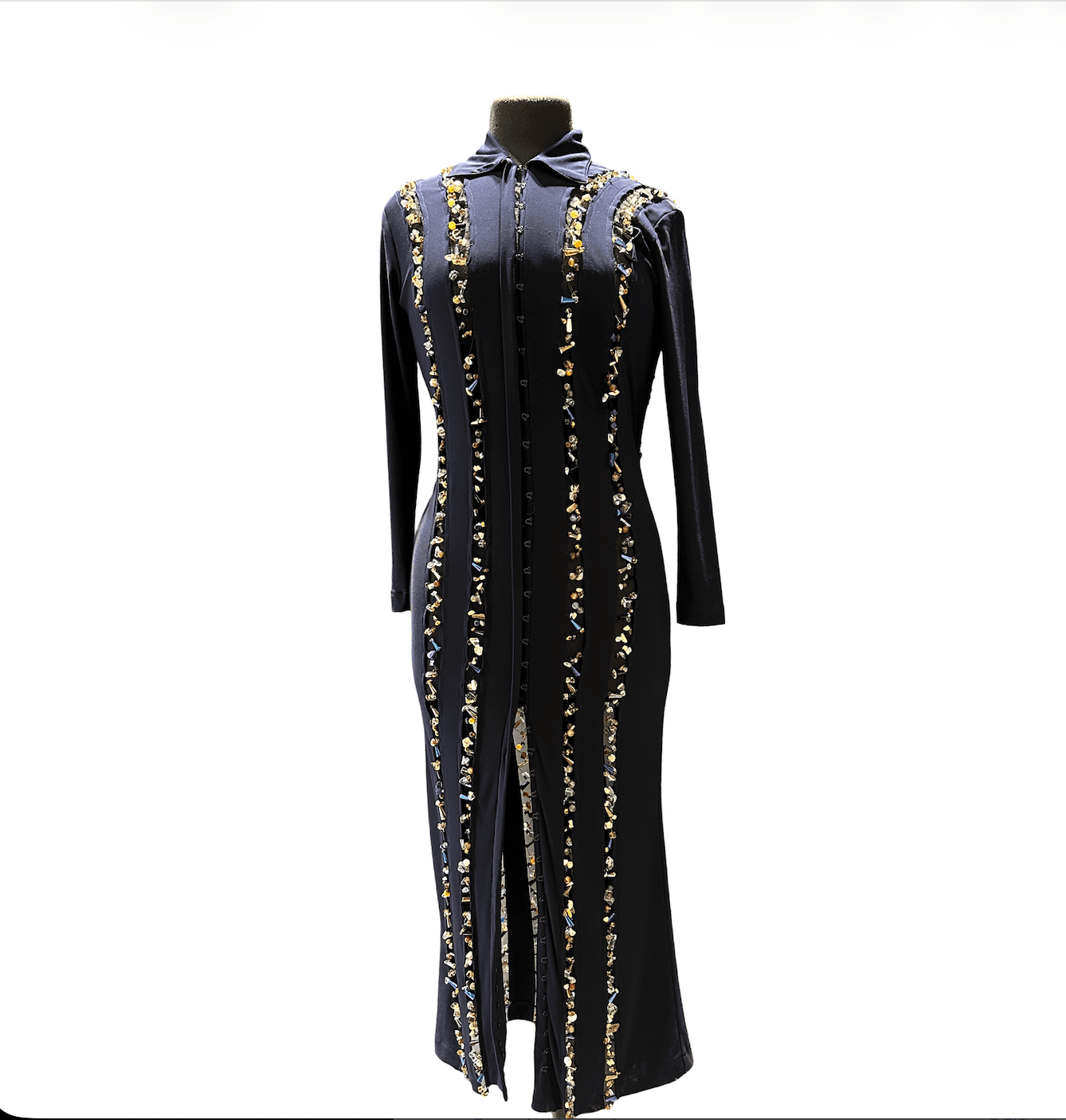 Gemstone-Embellished Column Dress 