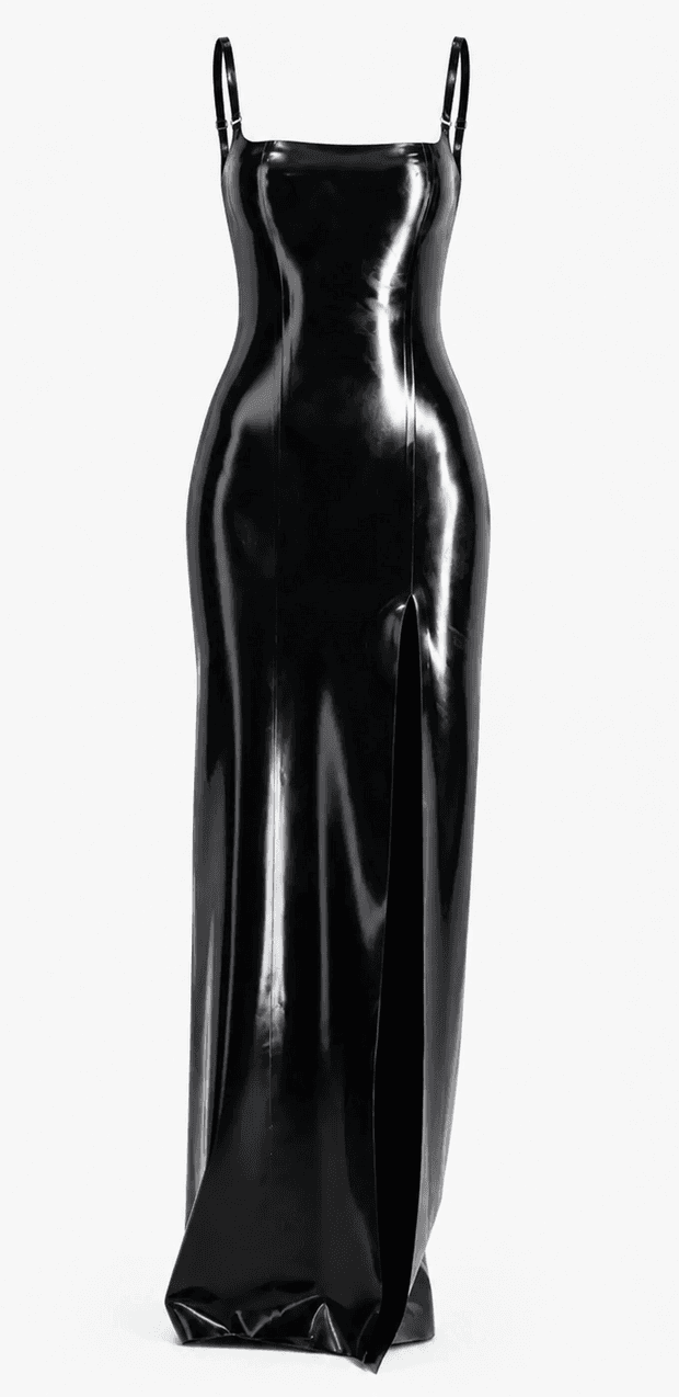 Black Latex Bodycon Dress