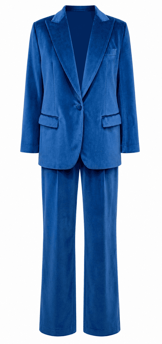 Blue Velvet Suit Set 