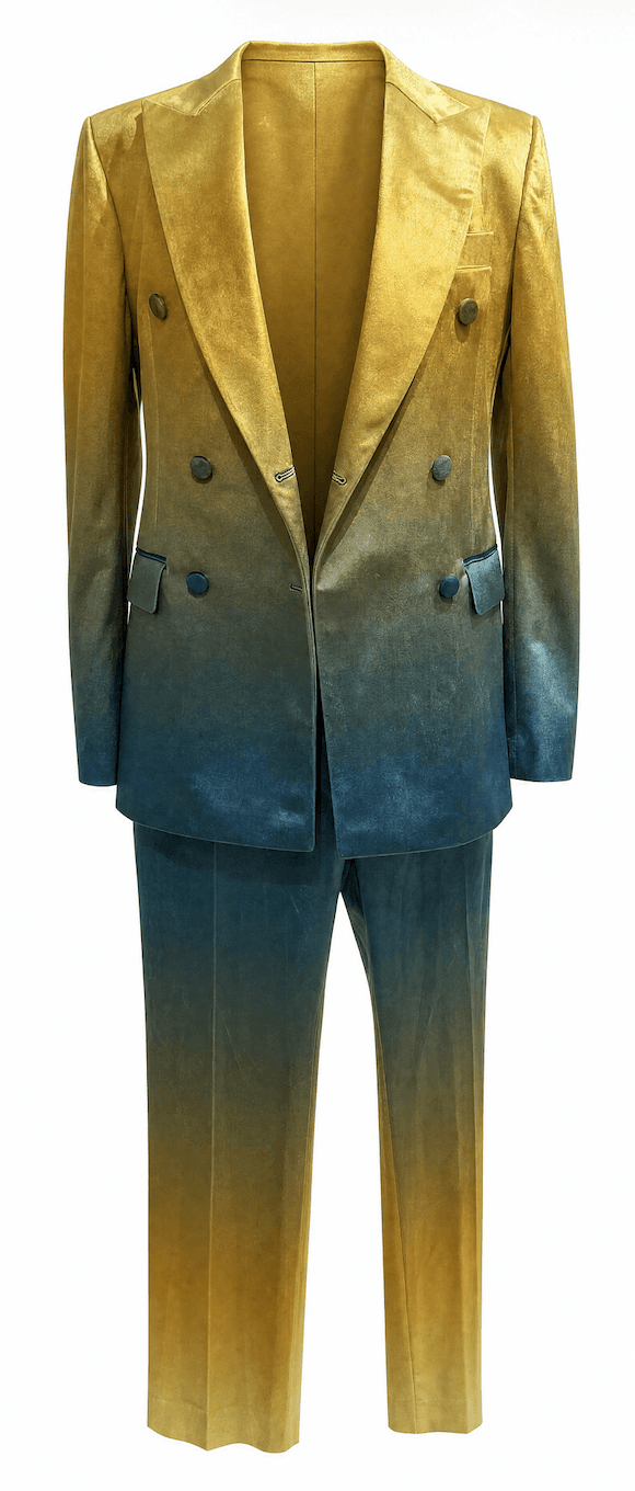 Ombre Gold Gradient Suede Suit Set 