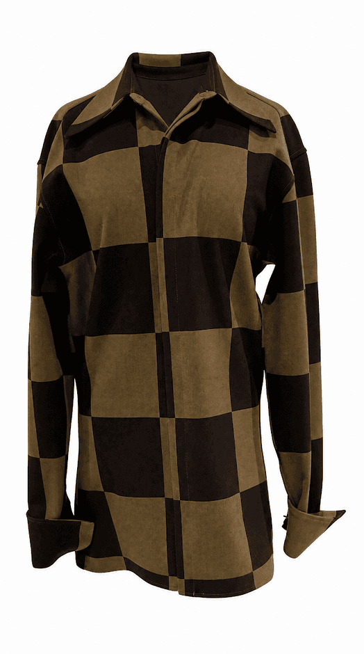 Brown Chekered Collard Blouse 
