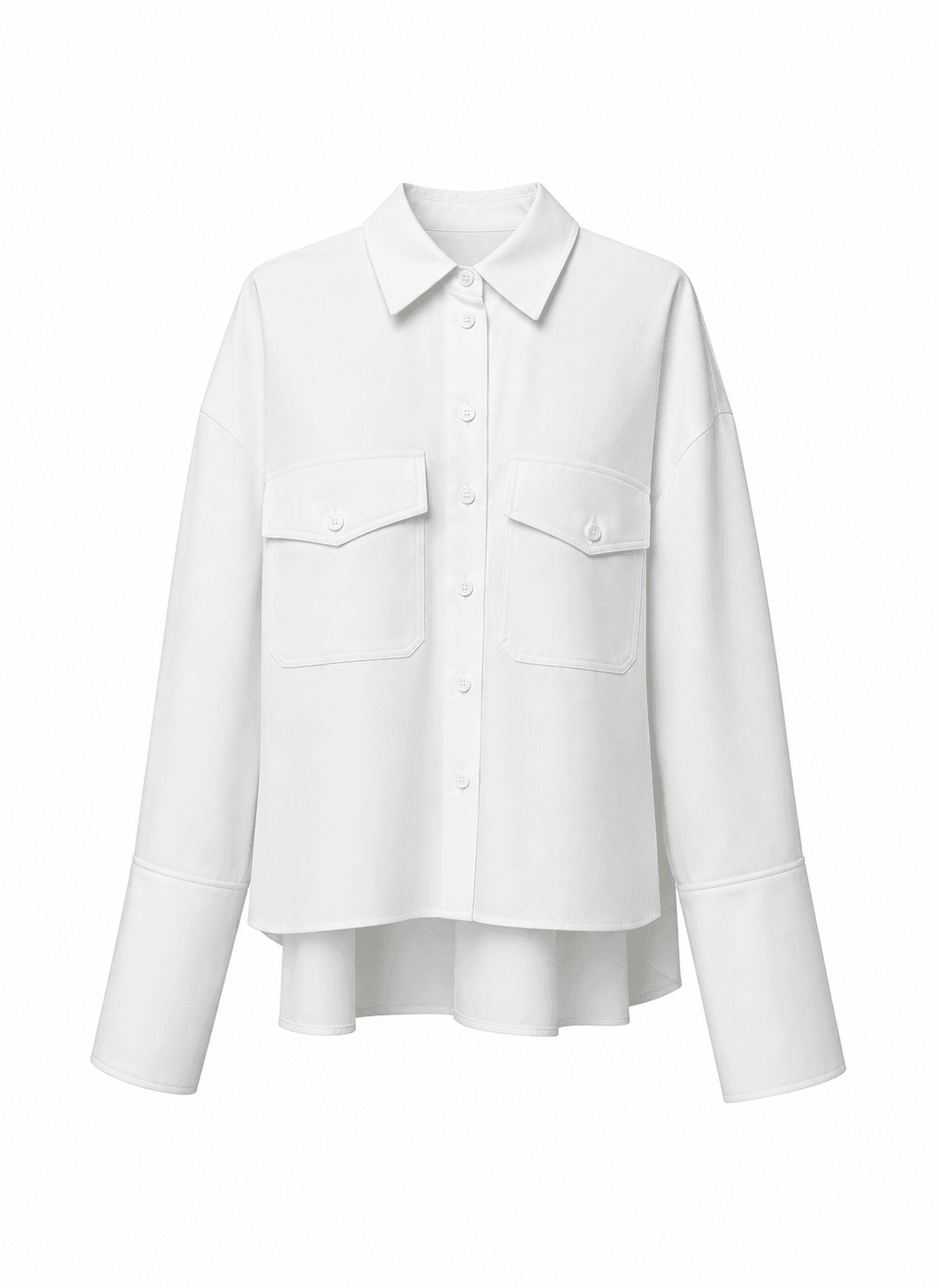 White Crop Cut Dress Shirt 