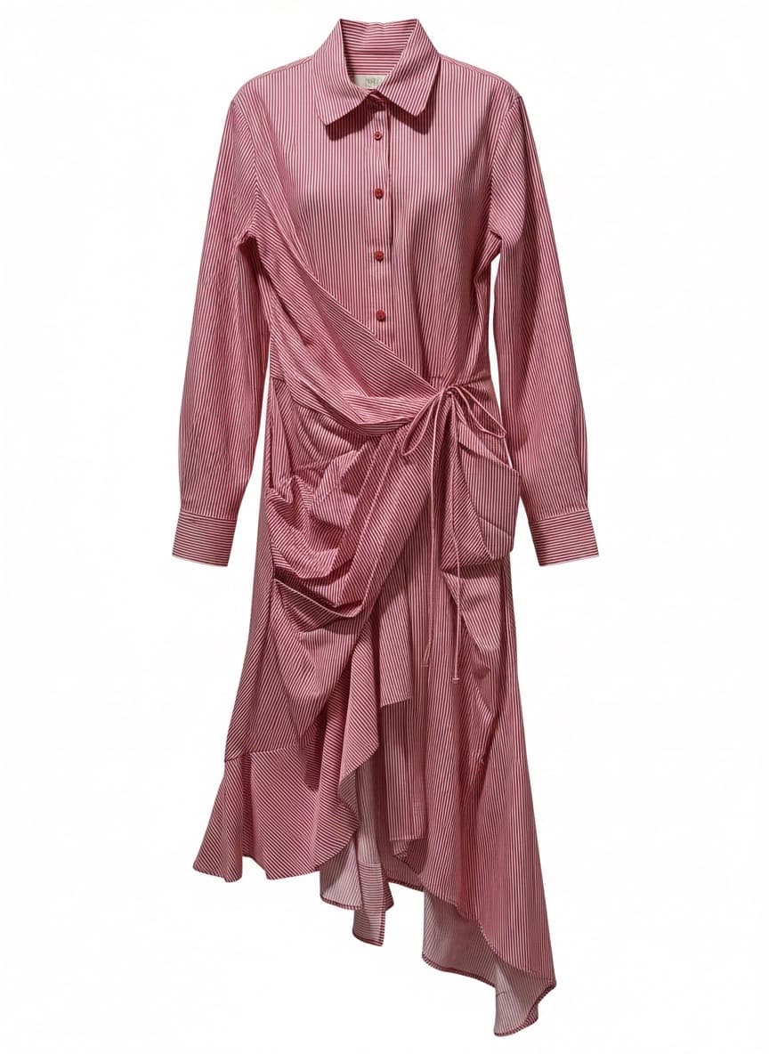 Pinstripe Red Shirt Dress