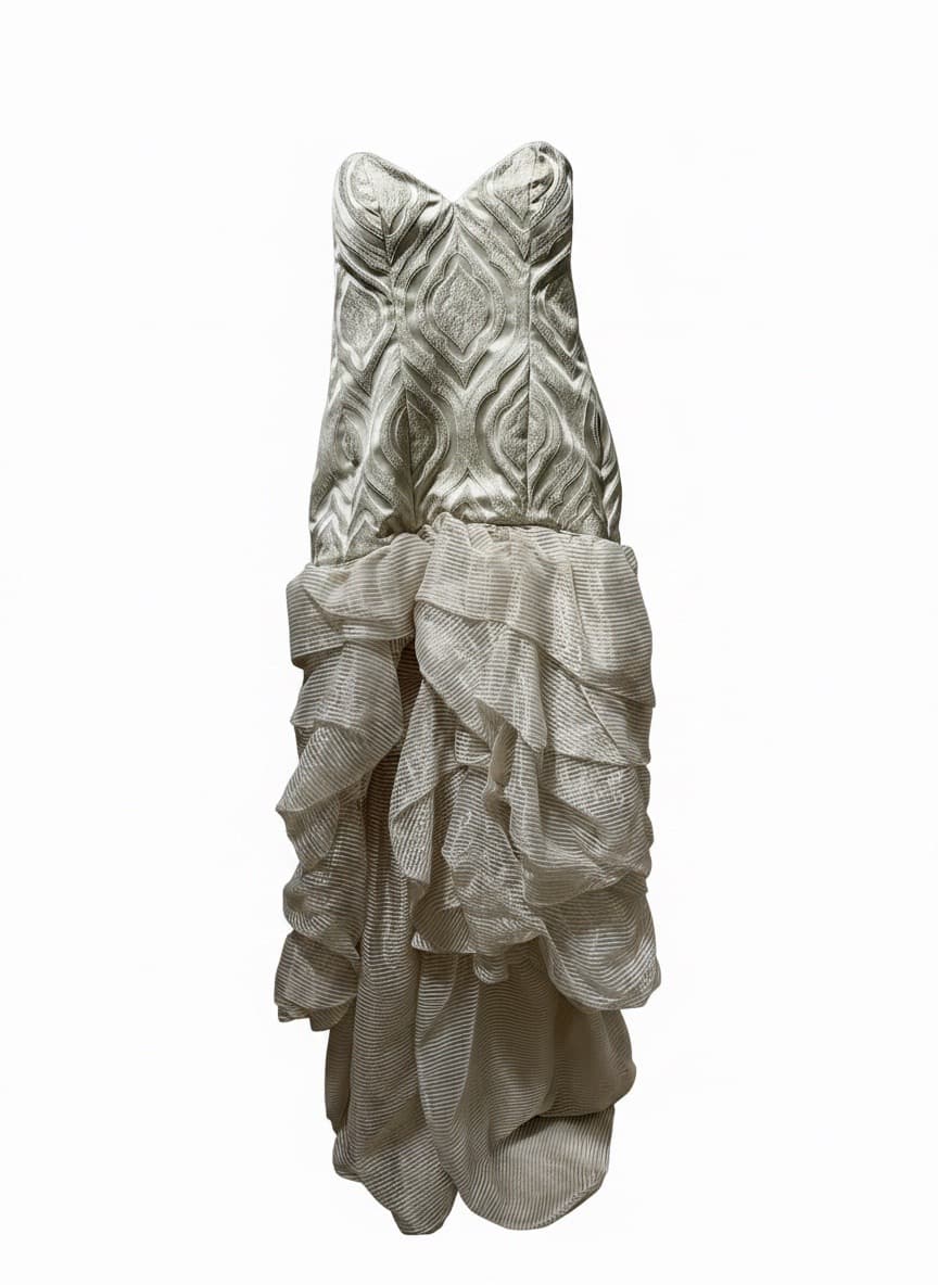 Beige Abstract detailed Gown 