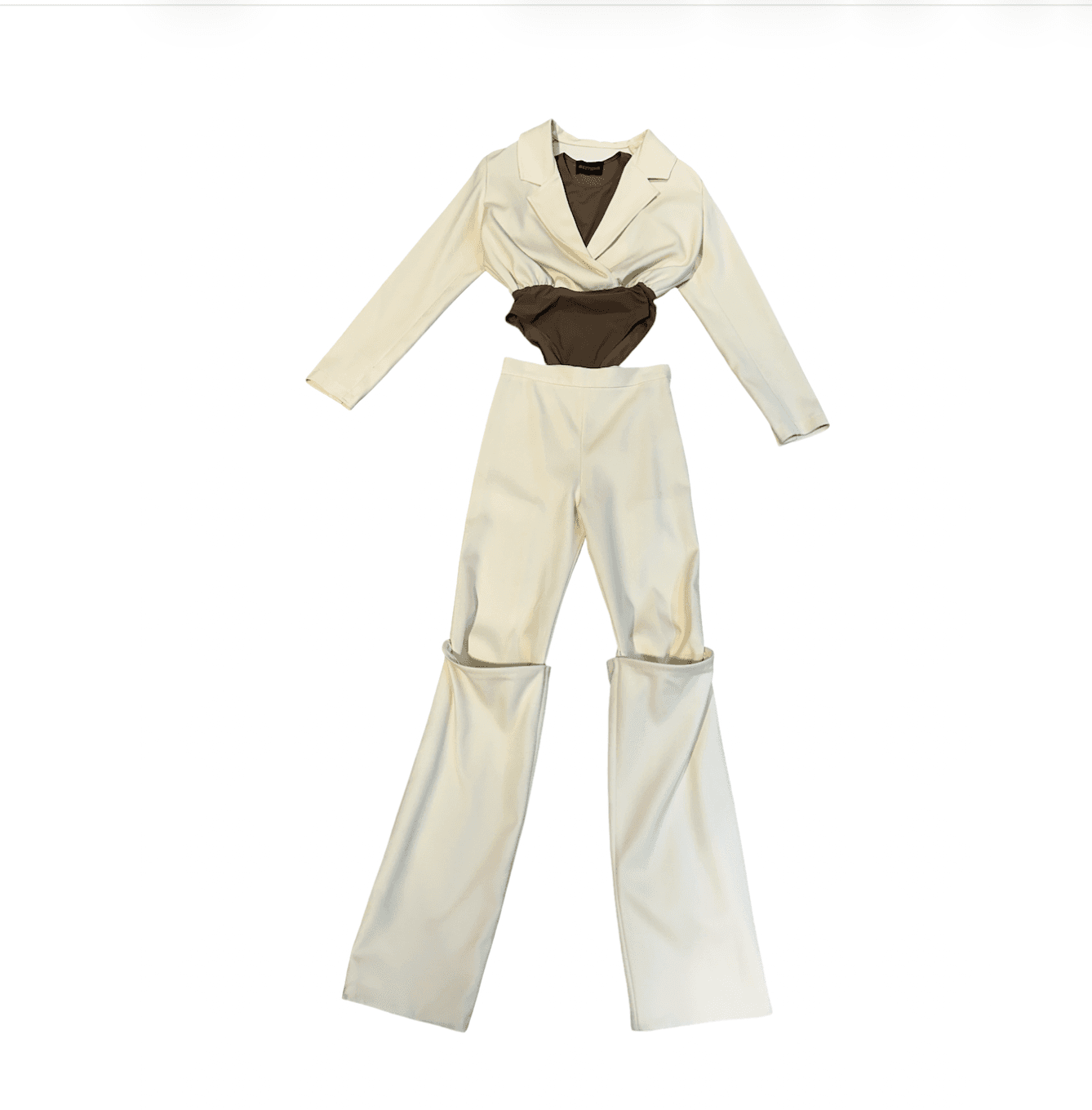 Cutout Blazer Bodysuit & Flared Trouser Set