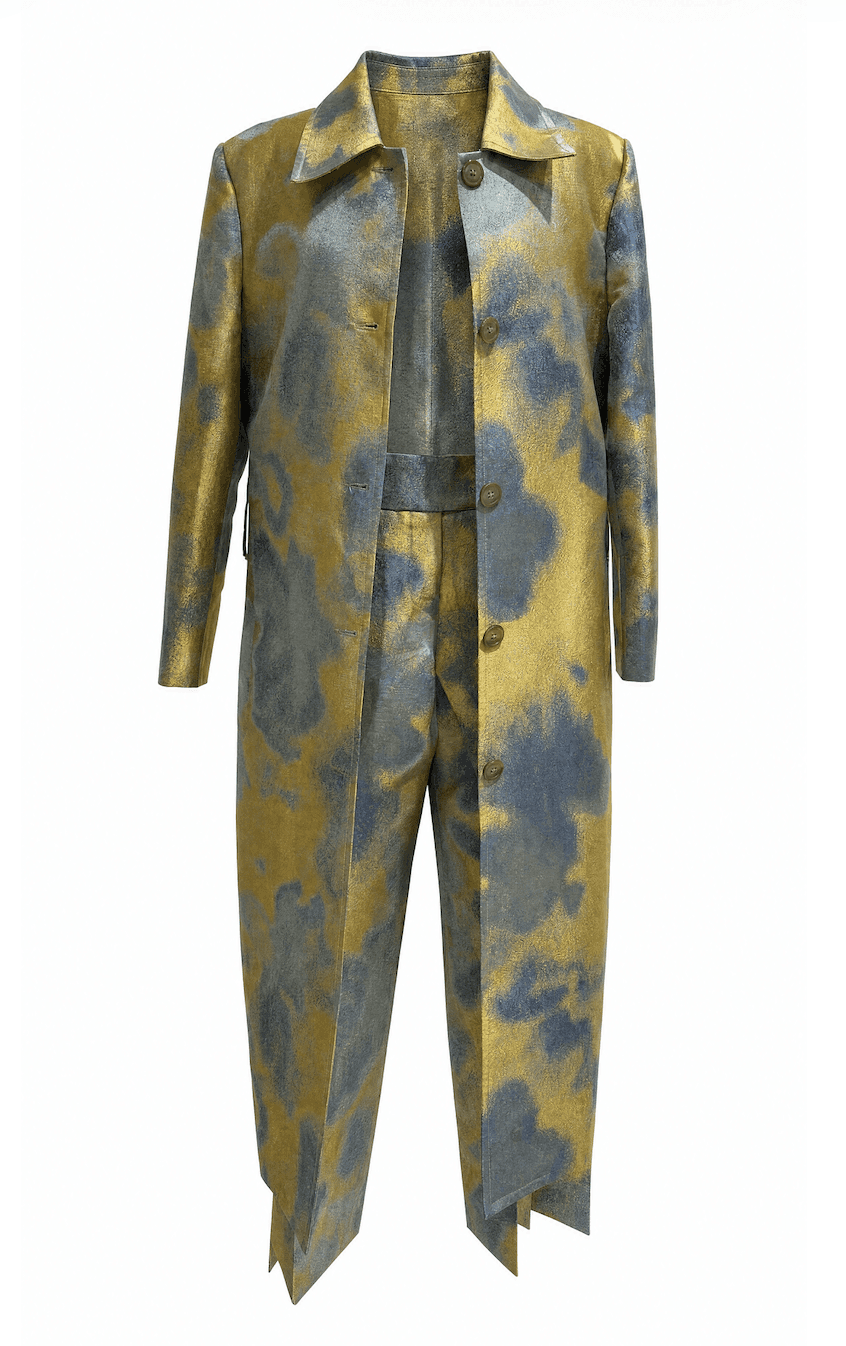 Gold and Blue Abstract Suit Set 