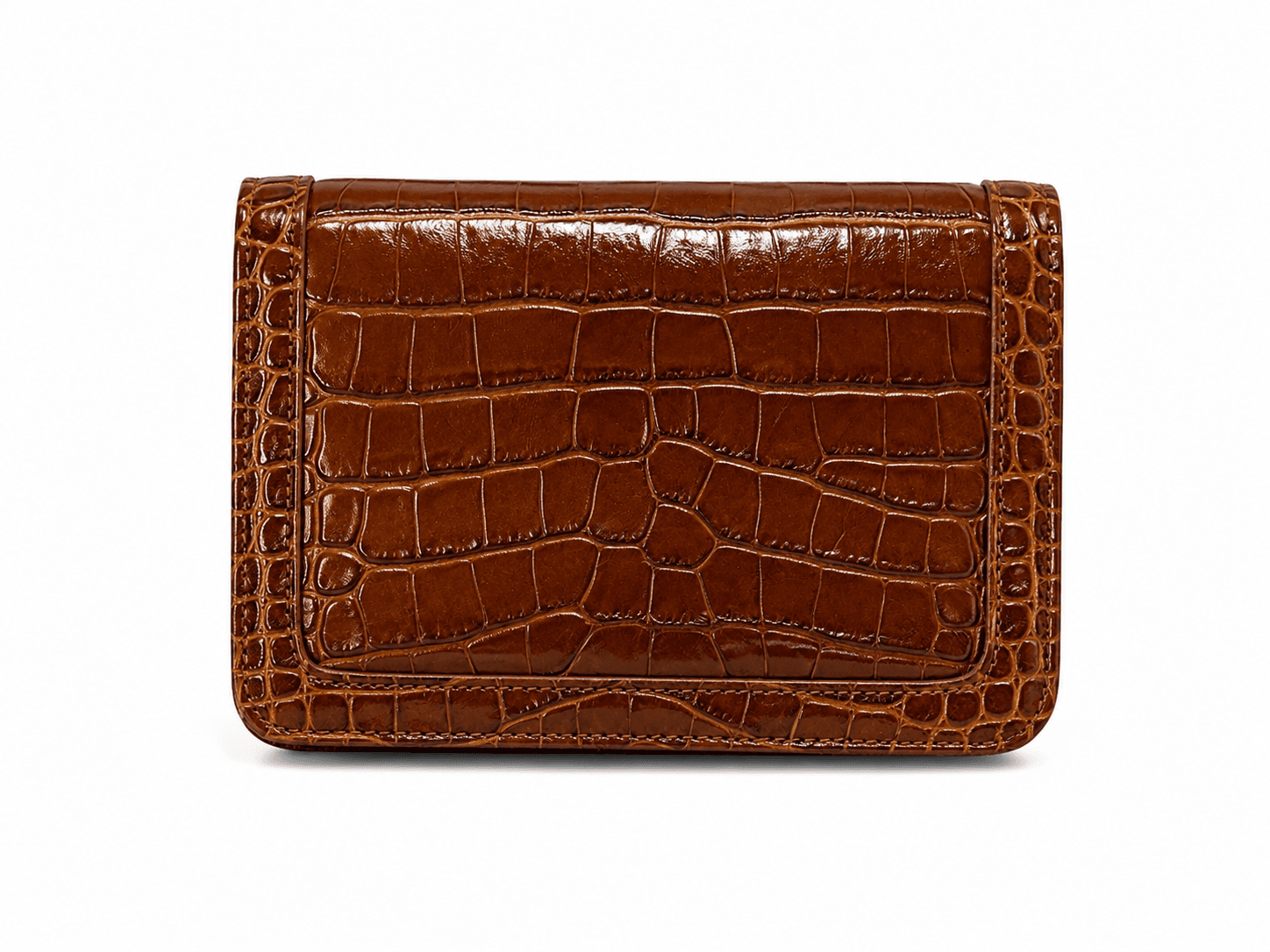 Brown Croc-Embossed Convertible Clutch