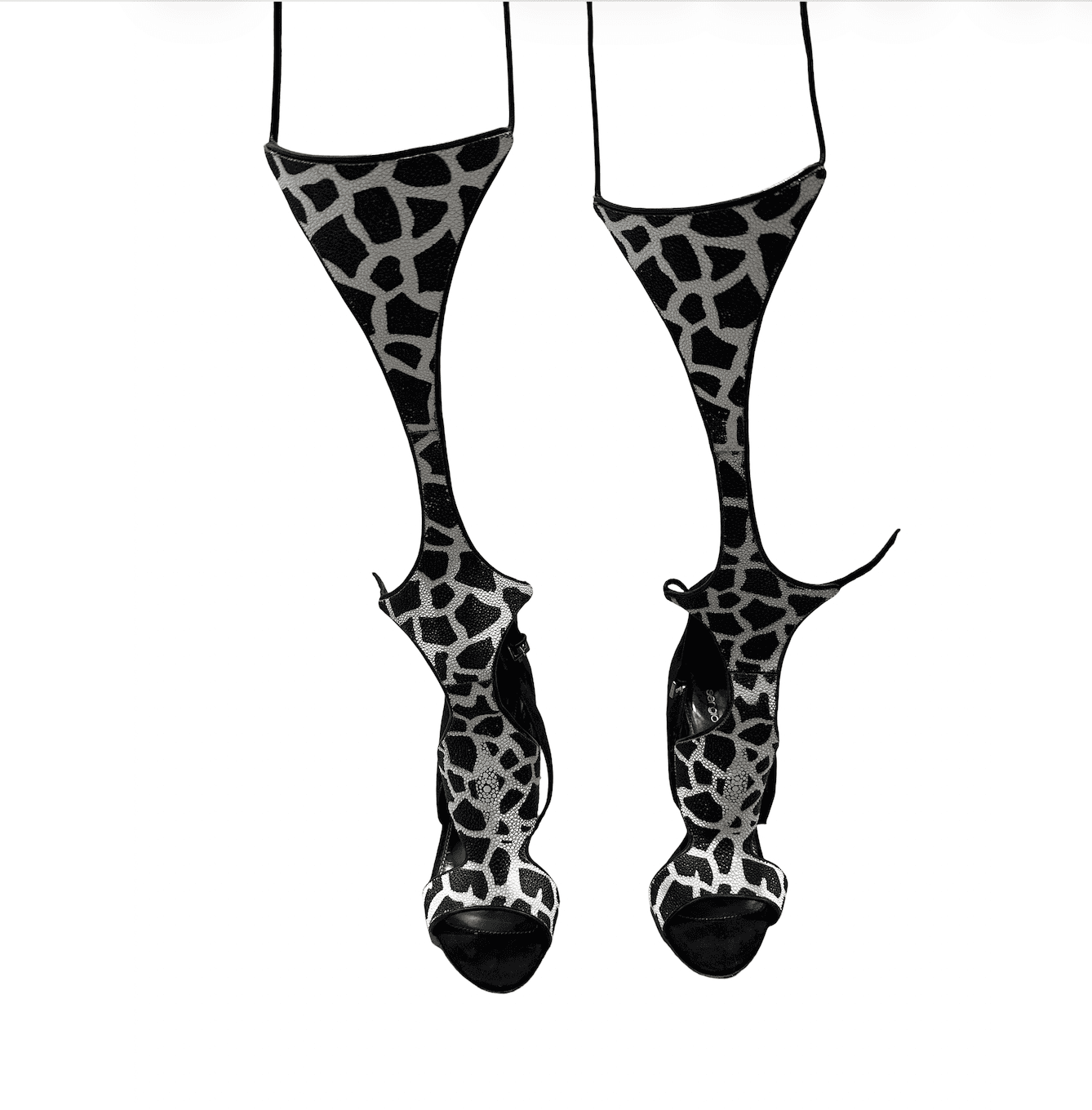 Giraffe Print Lace-Up Sandals