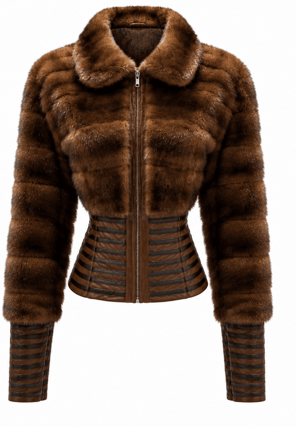 Dark Brown Fur Corset Jacket 