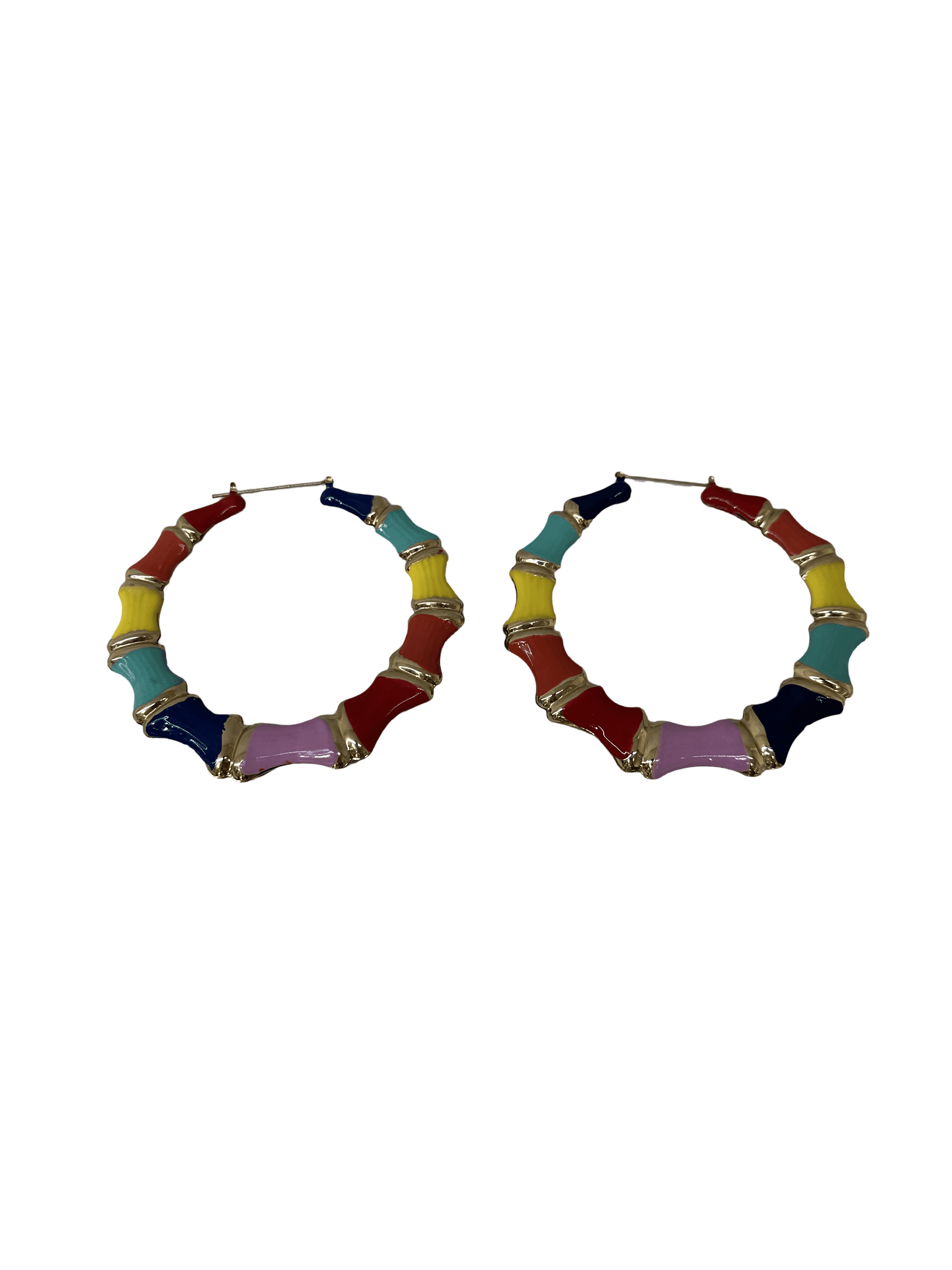 Rainbow Bamboo Hoop Earrings