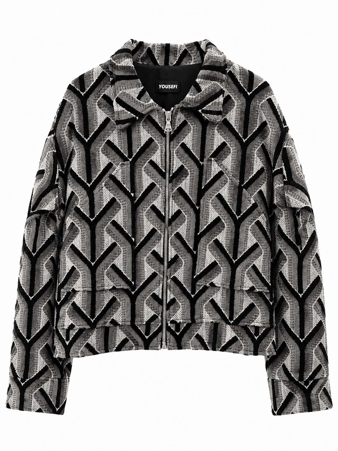 Geometric Jacquard Zip Jacket